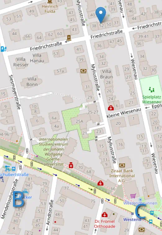 Kartenauschnitt Friedrichstraße 52